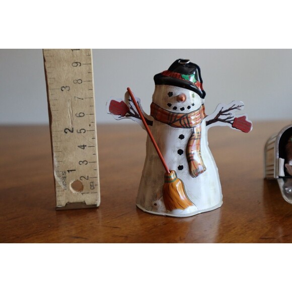 Vtg Lot Of 4 Hallmark Christmas Ornament Tin Snowman Critters Animal Forest Hedg - Picture 5 of 16